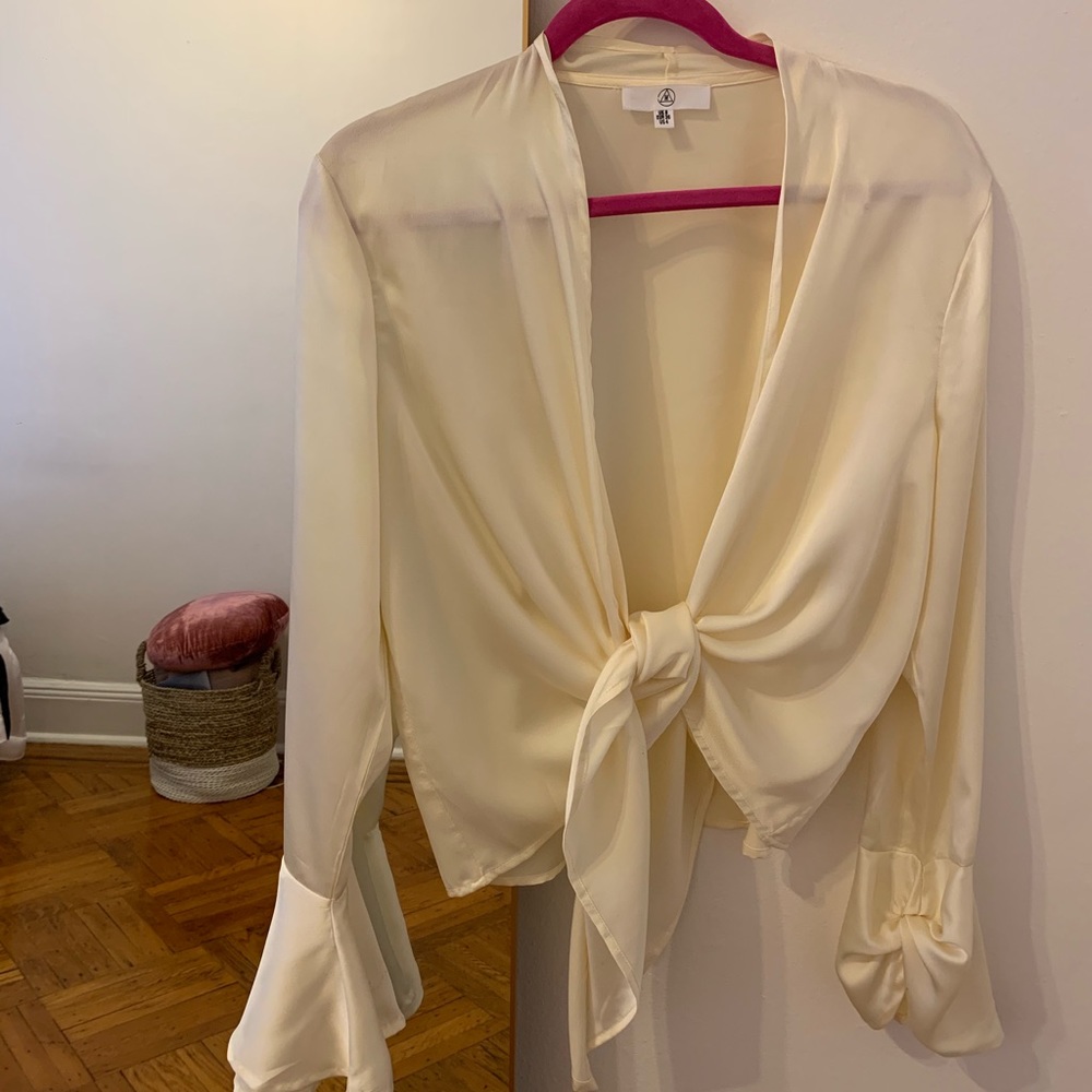 Beautiful satin white wrap blouse